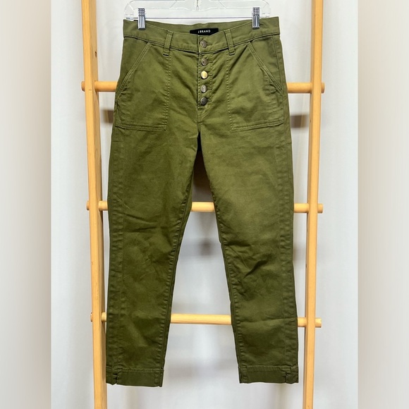 J BRAND Olive green button fly‎ straight leg pants size 6 - Picture 6 of 12